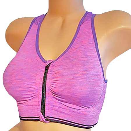Športová podprsenka Pesail so zipsom - farba fialová - veľkosť S/M