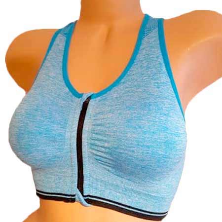 Športová podprsenka Pesail so zipsom - farba modrá - veľkosť S/M