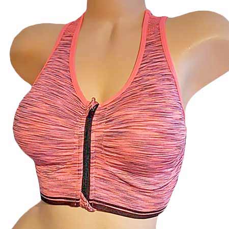 Športová podprsenka Pesail so zipsom - farba ružová - veľkosť S/M