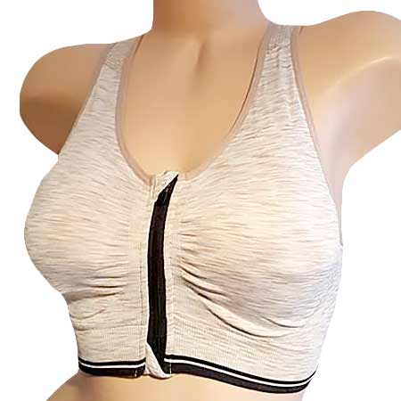 Športová podprsenka Pesail so zipsom - farba bielo-sivá - veľkosť S/M