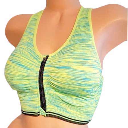 Športová podprsenka Pesail so zipsom - farba zelená - veľkosť S/M