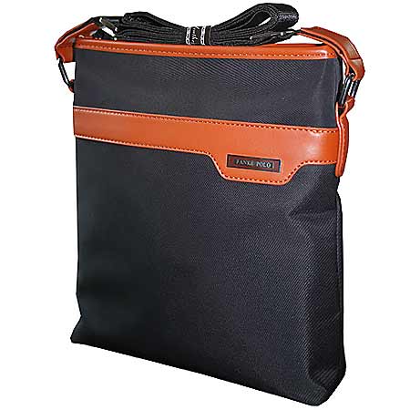 Pánska taška z mikrovlákna Polo Fanke - farba čierna s hnedými doplnkami