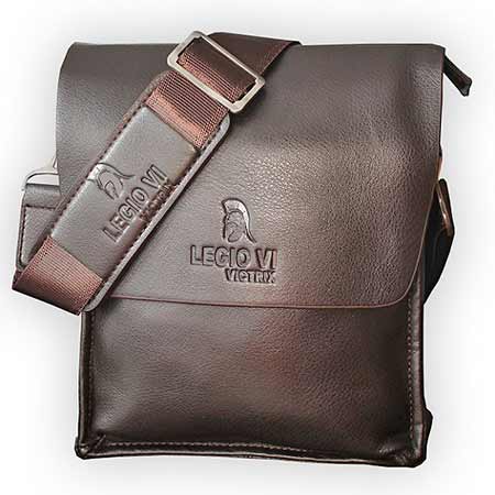 Pánska kožená taška Legio VI Victrix - farba tmavohnedá