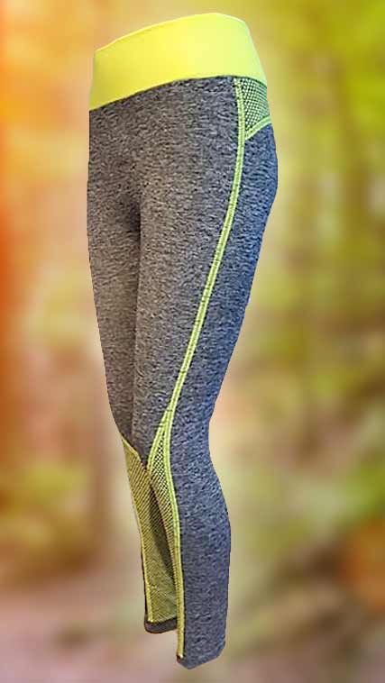 Športové legíny šedo-žlté