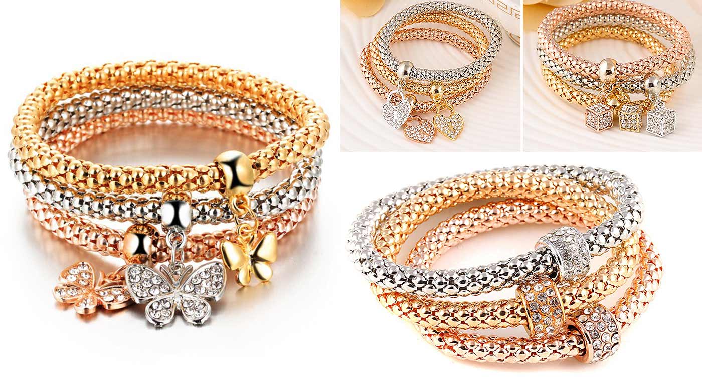 Štýlové dámske náramky v troch farbách