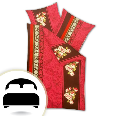 Obliečky pre dvojlôžko - model A červené ornamenty