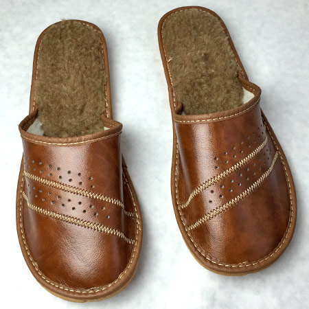 Pánske papuče s ovčou vlnou - vzor 5 - veľkosť 40