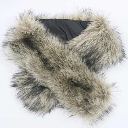 Golier z umelej kožušiny na zapínanie - sivo-čierna