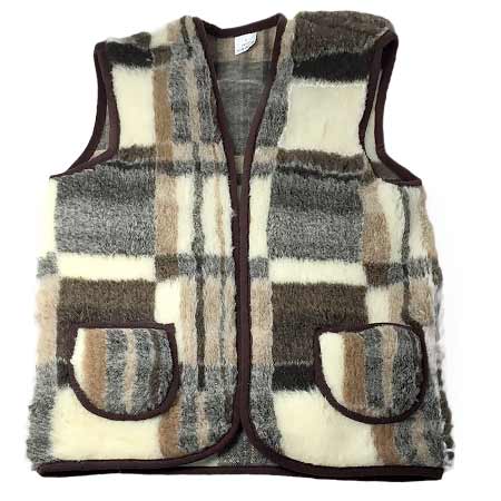 Vesta z ovčej vlny s kockami - veľkosť S