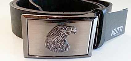 Pánsky kožený opasok s oceľovou prackou - model 6