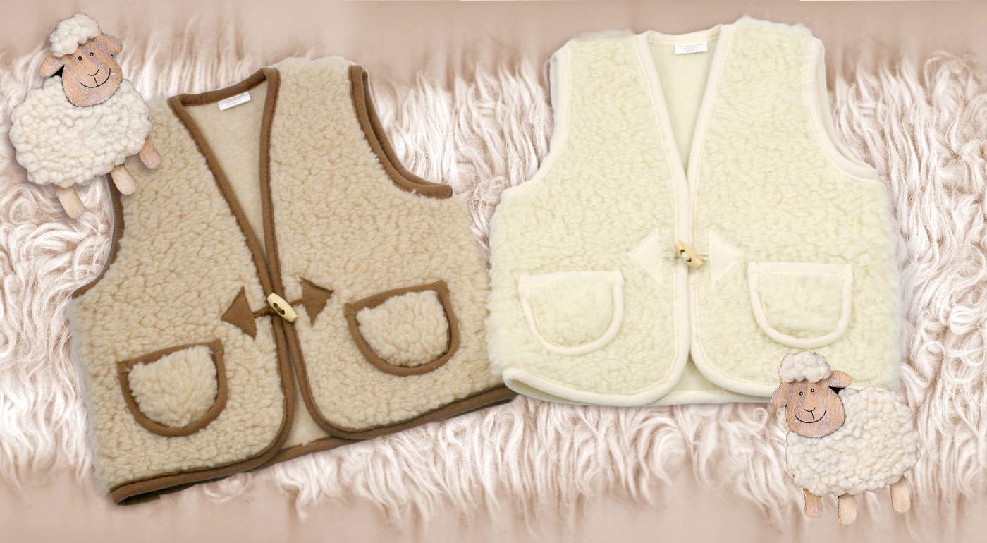 Detské vestičky z pravého ovčieho rúna