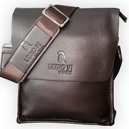 Pánska kožená taška Legio VI Victrix - farba tmavohnedá