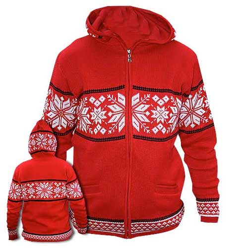 Červený sveter s kapucňou - veľkosť XS