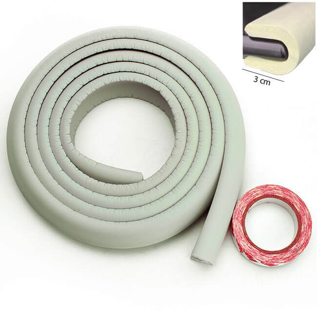 Penová ochrana rohov a hrán nábytku 2m x 3cm (tvar U) - farba biela