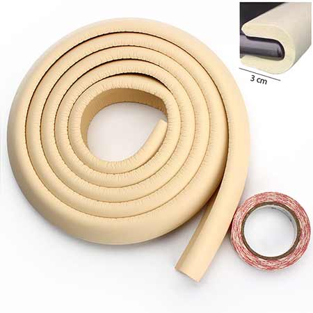 Penová ochrana rohov a hrán nábytku 2m x 3cm (tvar U) - farba krémová