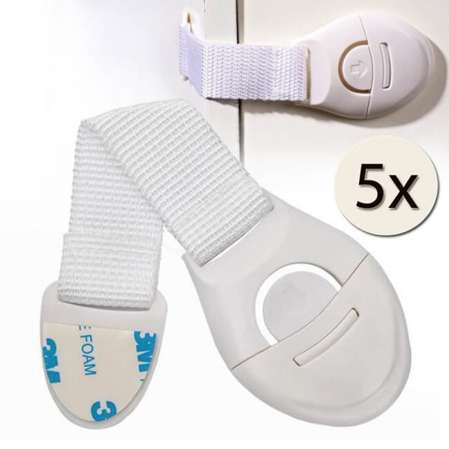 Bezpečnostná zábrana na skrine a zásuvky 5ks - biela farba