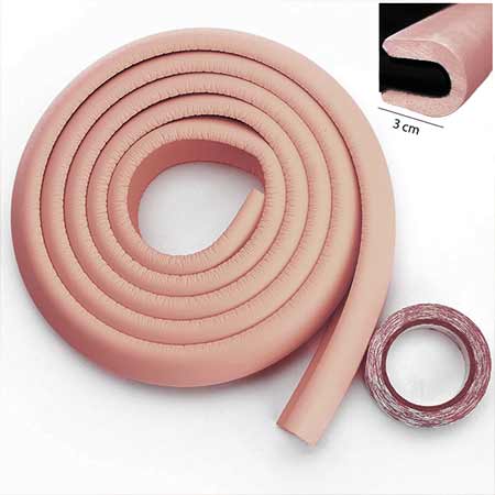 Penová ochrana rohov a hrán nábytku 2m x 3cm (tvar U) - farba ružová