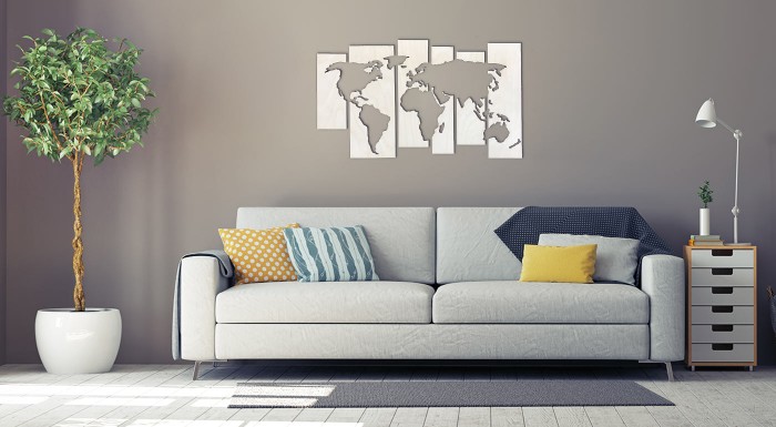 Drevená mapa do interiéru