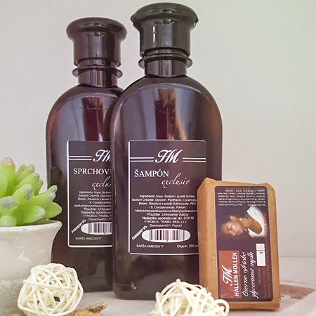 Balíček kozmetiky Hallen Mollen - variant B (HM sprchovací gél exclusiv 200 ml + HM šampón exclusiv 200 ml + HM glycerínové africké mydlo exclusiv)