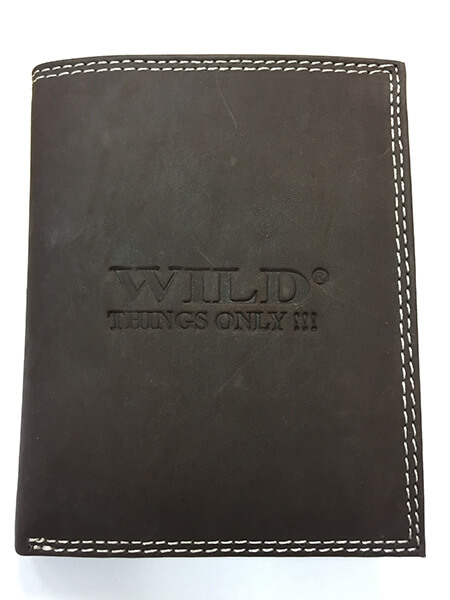 Pánska kožená peňaženka WILD na výšku - tmavohnedá bez zapínania