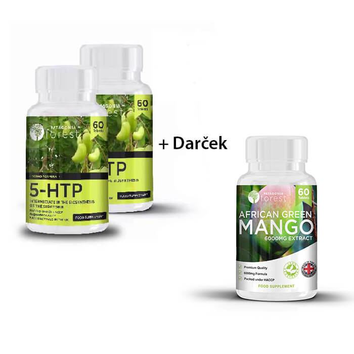 Patagonia Forest: Prírodný doplnok 5-HTP 100 mg (2x balenie 60 tabliet) + darček Africké mango (balenie 60 tabliet)