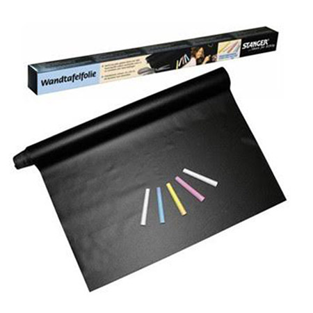 Samolepiaca tabuľa na kriedy v rolke, rozmer 45 x 200 cm a sada kried