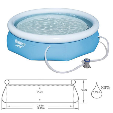 Bestway Fast Set Nafukovací bazén s filtráciou 57270 rozmery 305x76 cm