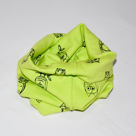 Detský bavlnený nákrčník Sova zelený