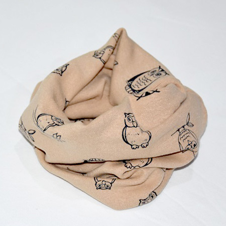 Detský bavlnený nákrčník Sova hnedý