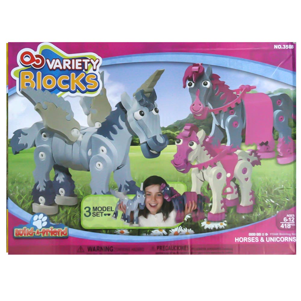 Penové 3D Puzzle Variety Blocks - Kone a jednorožce