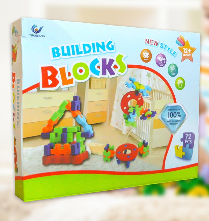 Kocky pre najmenších Building Blocks 72 dielov od 12 mesiacov