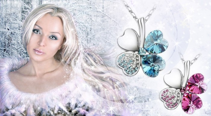 Nádherný prívesok v tvare štvorlístka s retiazkou od Swarovski Elements v darčekovej krabičke