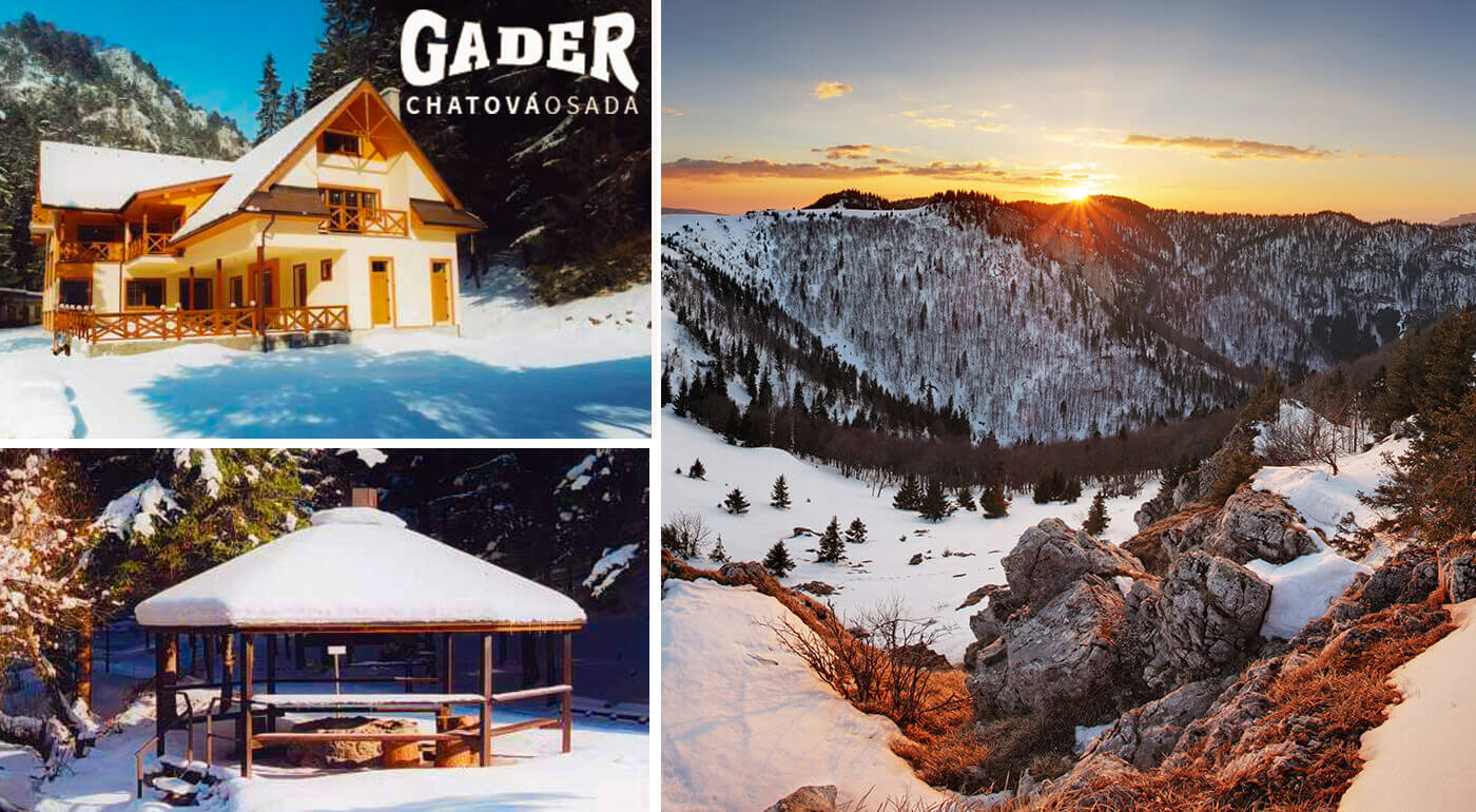 Chatová osada Gader uprostred zimnej Veľkej Fatry