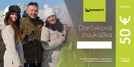Darčeková poukážka na nákup oblečenia Benesport v hodnote 50 €