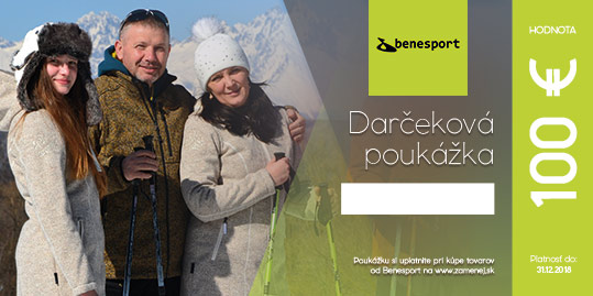 Darčeková poukážka na nákup oblečenia Benesport v hodnote 100 €