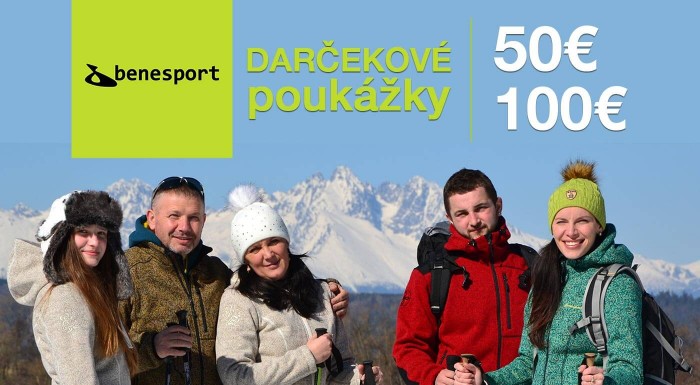 Darčekové poukážky na nákup oblečenia Benesport