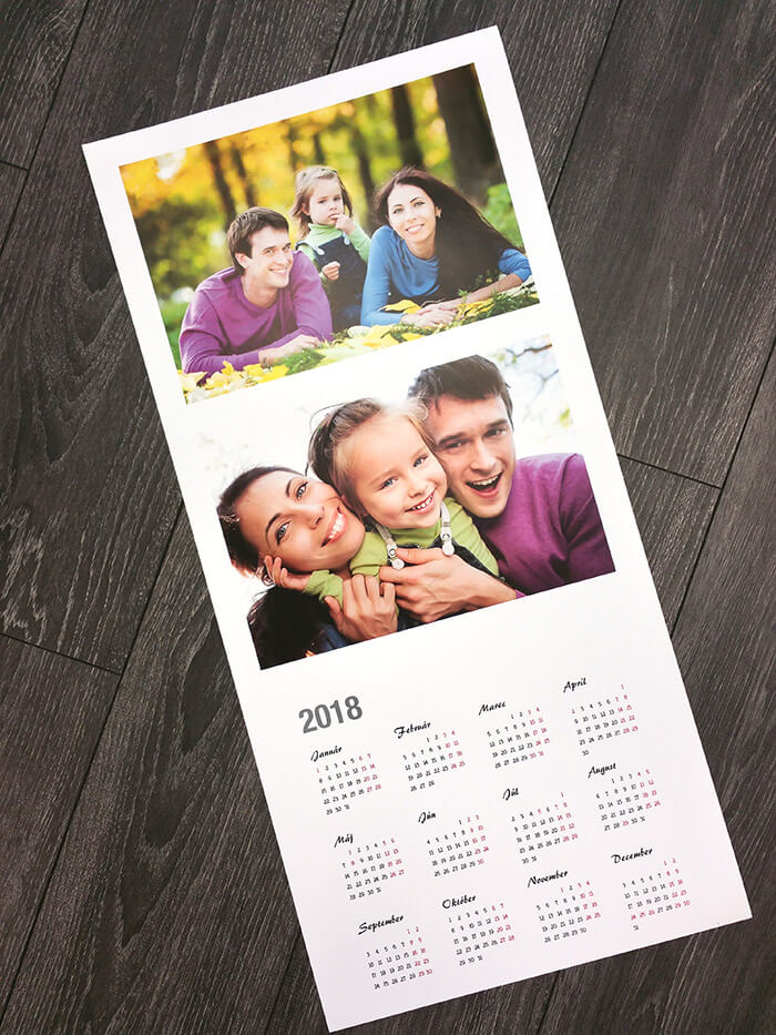 Jednolistový kalendár s rozmerom 32 x 69 cm