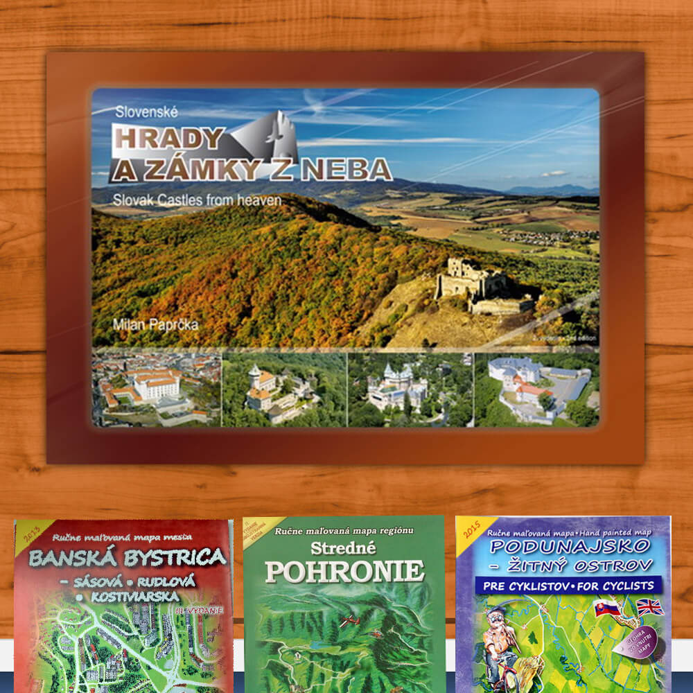 Kniha Slovenské hrady a zámky z neba z vydavateľstva CBS + DARČEK maľovaná mapa