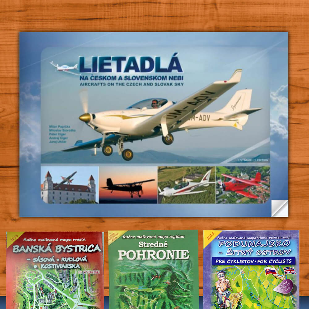 Kniha Lietadlá na českom a slovenskom nebi z vydavateľstva CBS + DARČEK maľovaná mapa