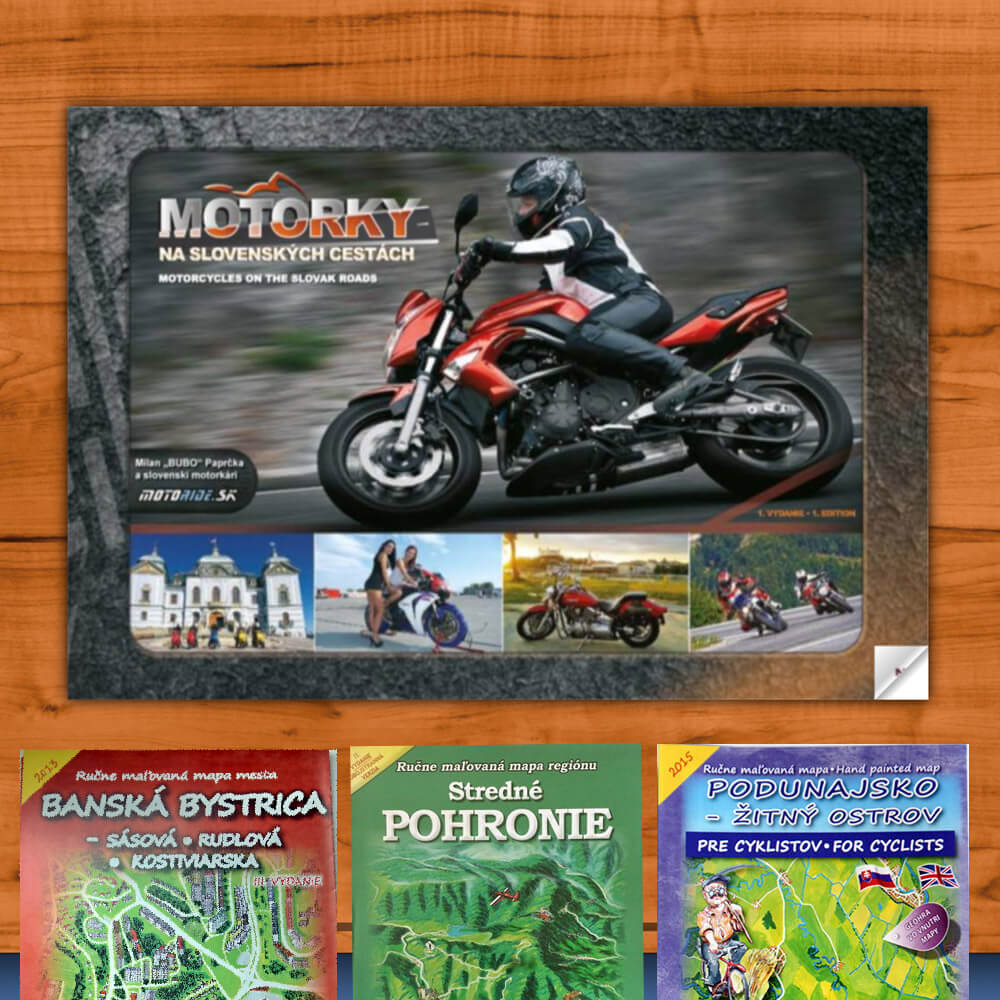 Kniha Motorky na slovenských cestách z vydavateľstva CBS + DARČEK maľovaná mapa