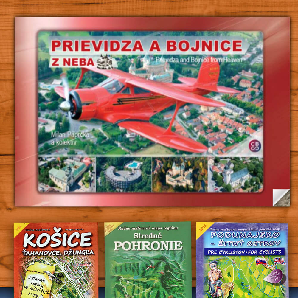 Kniha Prievidza a Bojnice z neba (vydavateľstvo CBS) + DARČEK maľovaná mapa