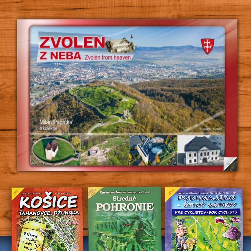 Kniha Zvolen z neba (vydavateľstvo CBS) + DARČEK maľovaná mapa
