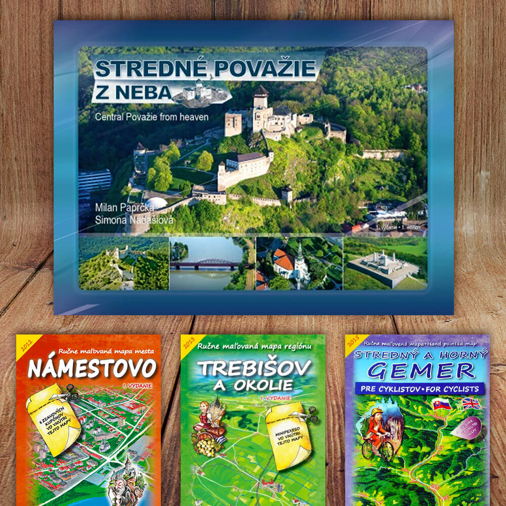 Kniha Stredné Považie z neba (vydavateľstvo CBS) + DARČEK maľovaná mapa