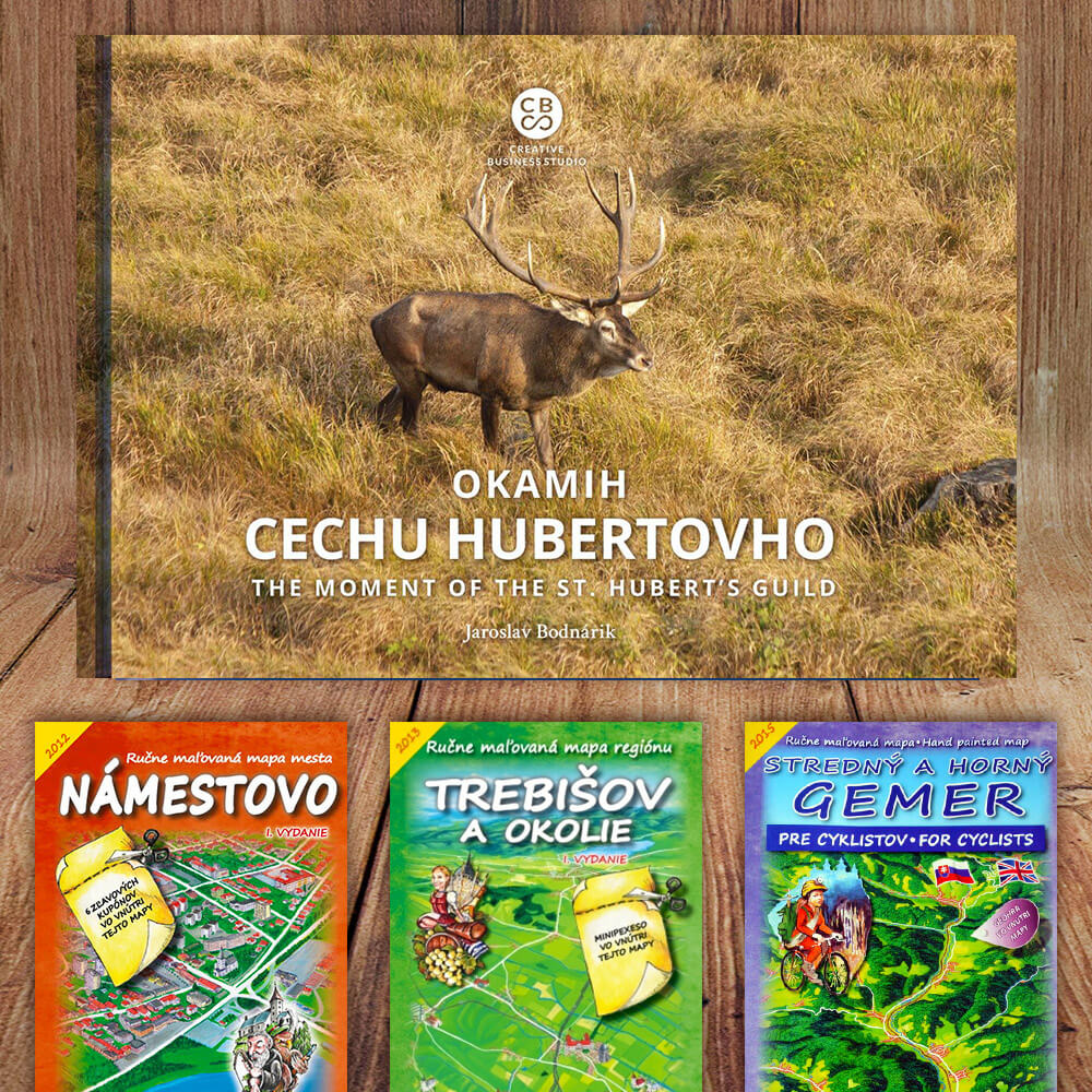 Kniha Okamih cechu Hubertovho (vydavateľstvo CBS) + DARČEK maľovaná mapa