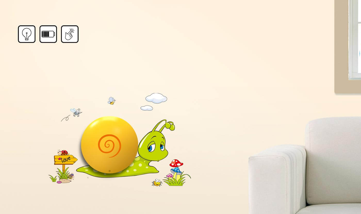 Dotyková LED lampa pre deti Slimáčik s nálepkami