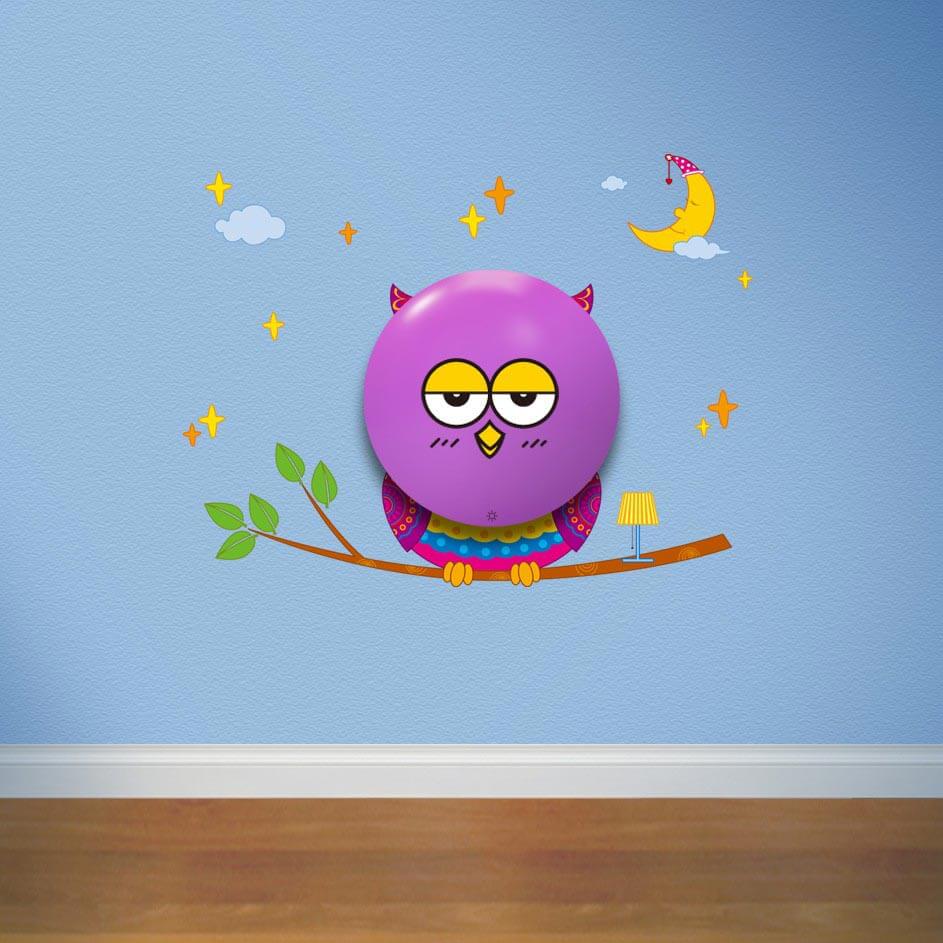 Dotyková LED lampa pre deti Sovička s nálepkami