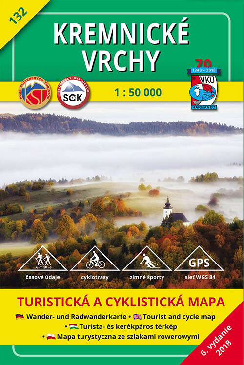VKÚ Harmanec Turistická mapa Kremnické vrchy 1:50 000 TM 132