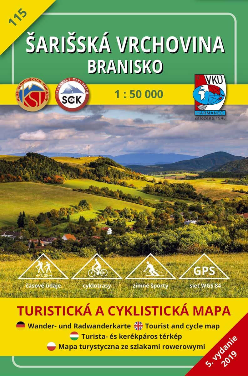 VKÚ Harmanec Turistická mapa Šarišská vrchovina - Branisko 1:50 000 TM 115