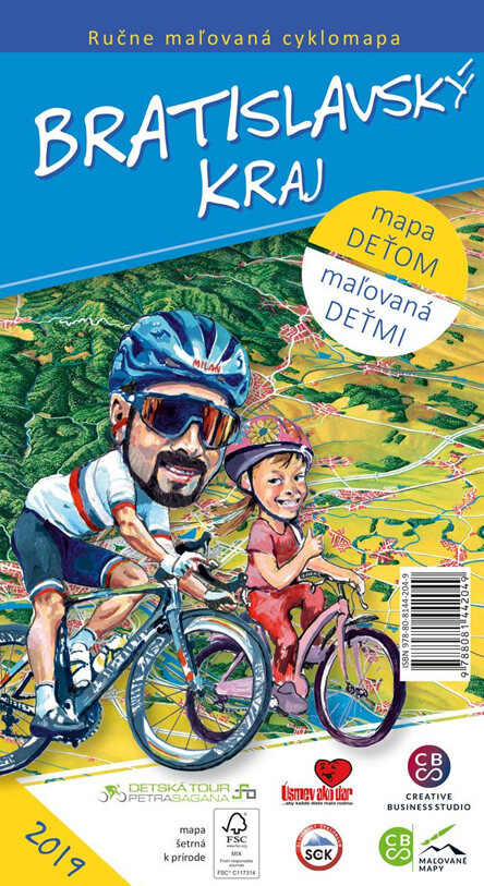 Maľovaná cyklomapa pre deti CBS Bratislavský kraj - skladaná