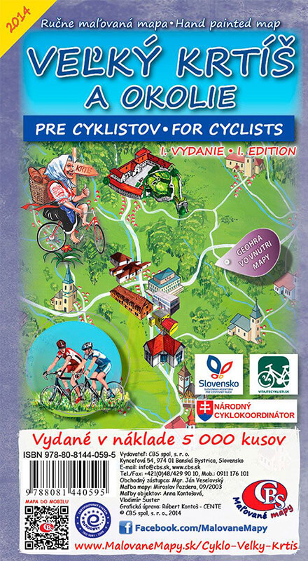 Maľovaná cyklomapa CBS Veľký Krtíš - skladaná